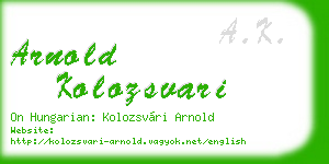 arnold kolozsvari business card