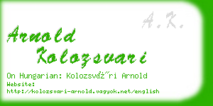 arnold kolozsvari business card